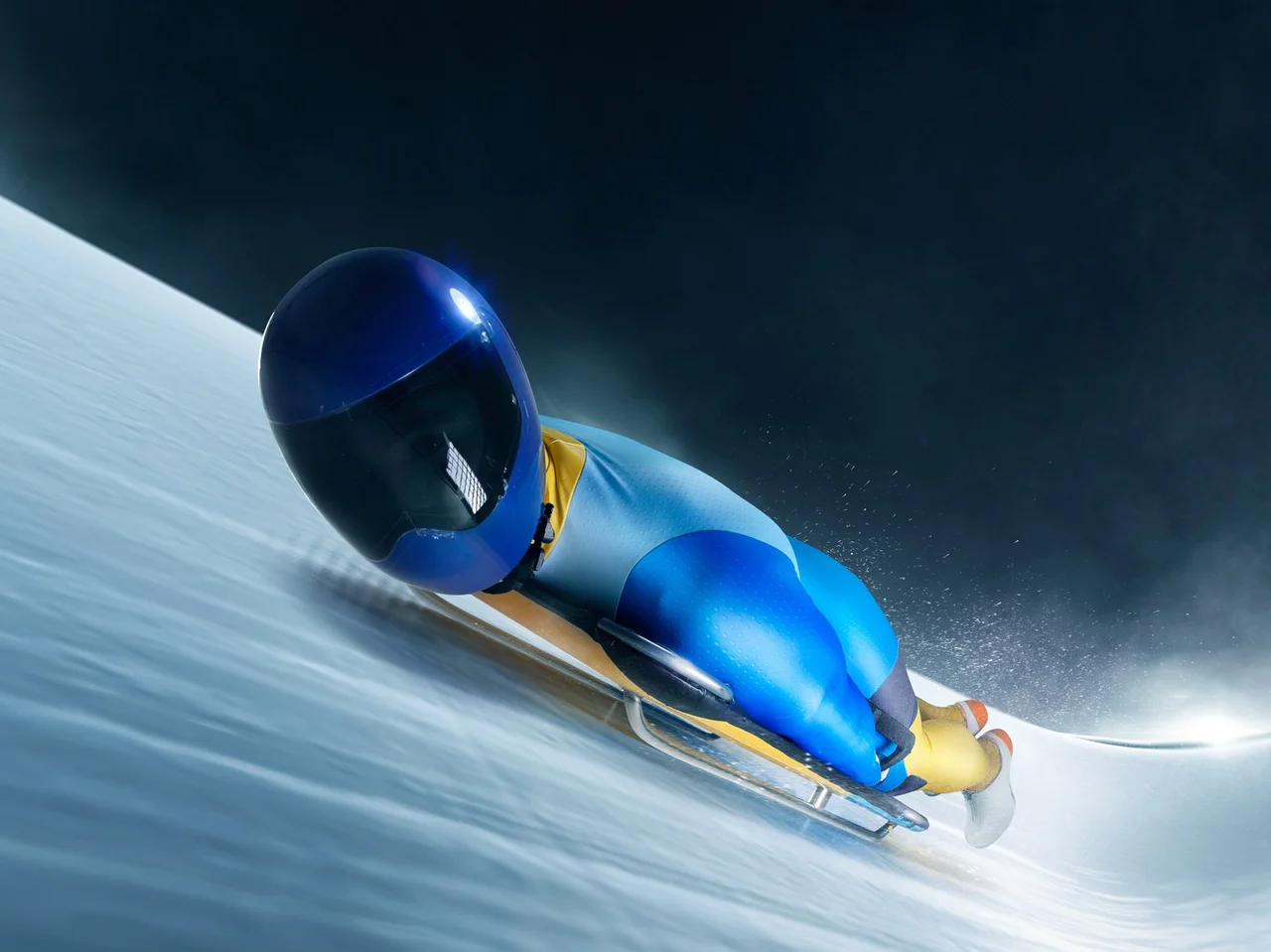 Skeleton racer in action