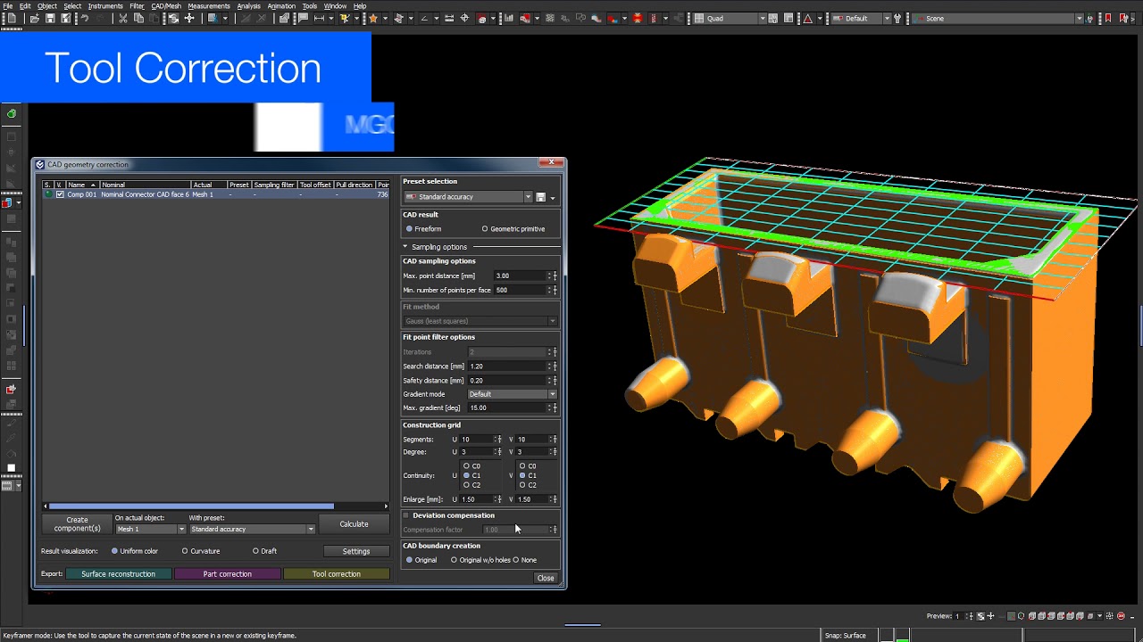 Manufacturing Geometry Correction Module with Volume Graphics