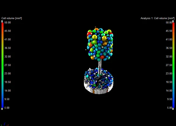 Foam/powder analysis visualization of a single firecracker