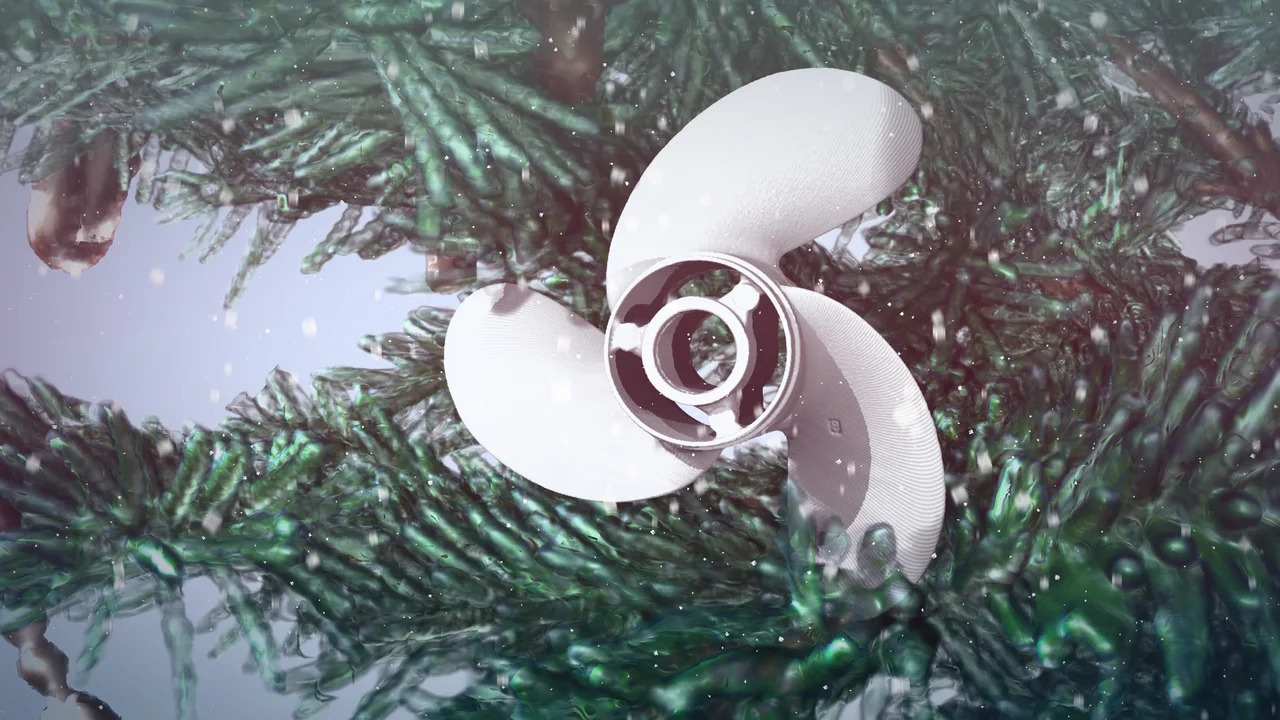 A propeller on a Christmas tree