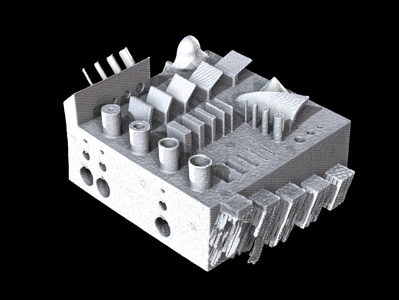 Printing Ti6Al4V. Most thin structures were preserved after printing